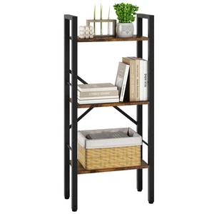 3 Tier Ladder Shelf Industrial Small Bookcase, Narrow Small Bookshelf with Me... - Picture 1 of 8