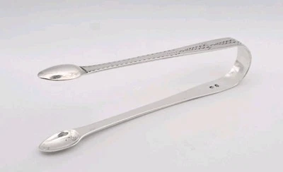 Pinças de gelo georgianas prata esterlina corte brilhante açúcar, ovo Stephen Adams - Imagem 1 de 4