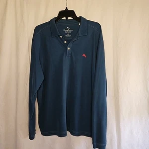 Camisa Polo Tommy Bahama Para Hombres L Azul Emfielder Manga Larga Logo Supima Golf - Imagen 1 de 5