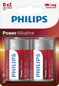 2 Philips Power Alkaline D LR20 Batteries 1.5V Mono MN1300 2Bl Exp 2030 New - Picture 1 of 1