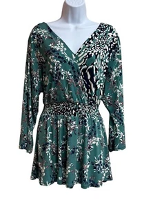 Cato Bluse mehrfarbig 3/4 Arm Schlupf Gr. 18/20 W grün blau Blumenmuster - Bild 1 von 5