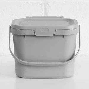 4 Litre Grey Plastic Kitchen Compost Caddy Recycling Bin Food Waste Storage - Picture 1 of 5