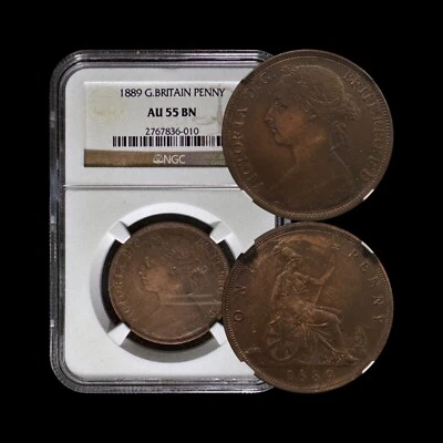 GRAN BRETAÑA. 1899, Penny - NGC AU55 - Victoria, Britannia sentada Foto 1 de 4