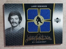 2007-08 Upper Deck Black Larry Robinson Auto Quad Jersey Montreal Canadiens