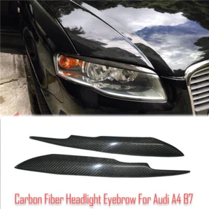Carbon Fiber Headlight Cover Eyebrows Eyelid Trim Sticker For Audi A4 B7 - Picture 1 of 10