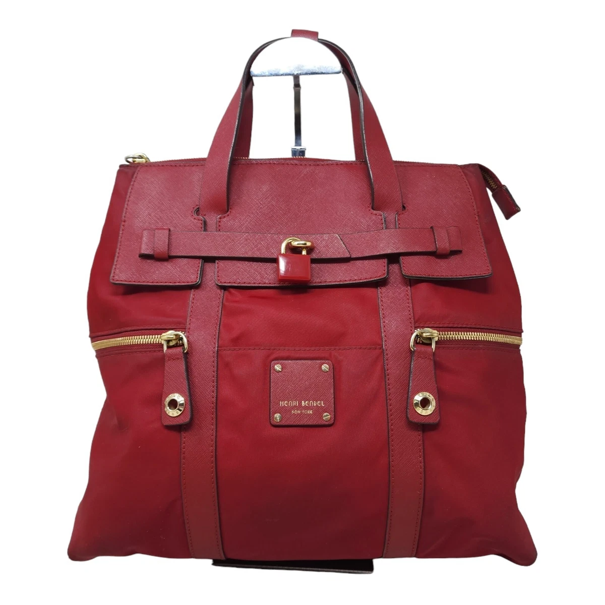 Henri Bendel Womens Backpack Purse Jetsetter Maroon Red 