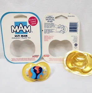 Vintage Ulti MAM Pacifier Yellow Colorful 1995 Sassy Orthodontic Latex Nipple - Picture 1 of 15
