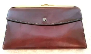 Vintage Bosca Damen braun Leder Scheckbuch Clutch Kiss Look Geldbörse handgebeizt - Bild 1 von 6
