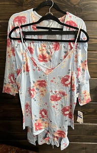 Flora 3-Piece Pajama Set Size XL Color Baby Blue/Floral - Picture 1 of 12