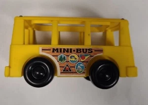 Vintage 1969 Fisher Price Little People 141 Mini Yellow Bus School - Picture 1 of 5