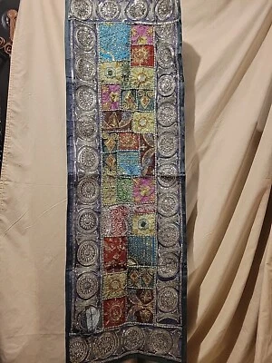 Table Runner Bohemian Colorful Hand Embroidered Multicolored 60 X 19.5 - Image 1 of 4