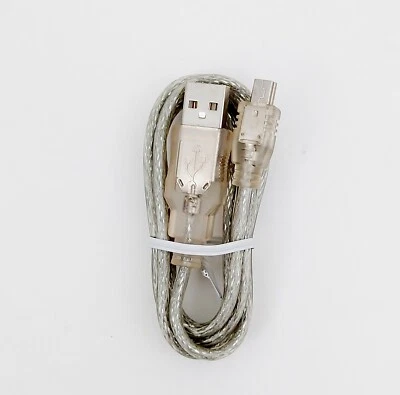 3FT Mini USB Data Sync Charger Charging Cable USB 2.0 White 36in Silver Color - Image 1 of 2