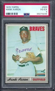 1970 Topps # 500 Hank Aaron Atlanta Braves HOF VG EX PSA 4 - Picture 1 of 1