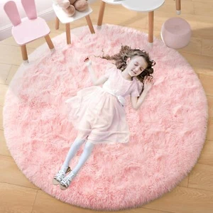Noahas Fluffy Round Rug 4FtPink Rugs for Bedroom GirlsFuzzy Rug for Kids Room... - Picture 1 of 8