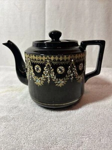 Heavy Weight Numbered England Hand Painted black T-Pot VTG 50/60s - Picture 1 of 10