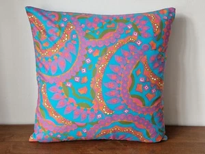 Handmade psychedelic paisley pattern cushion cover vintage 1960s 1970s fabric - Picture 1 of 3