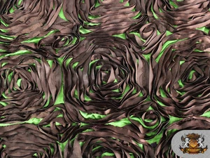 2 Tone Rosette Satin Fabric BROWN AND GREEN 54" Wide Sold by the yard - Picture 1 of 1