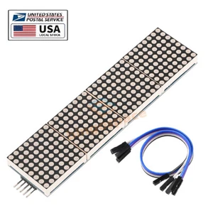 MAX7219 Microcontroller 4-In-1 Display LED Dot Matrix Module Green + 5P Line USA - Picture 1 of 17