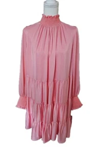 Alex Marie Dress Lily Tiered Plus Size 16W Sea Breeze Coral Satin LS NEW - Picture 1 of 11