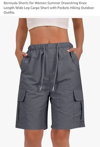 Cargoshorts für Damen Trendy Hohe Taille Freizeit Sommer Stretchig Shorts 2X Grau - Bild 1 von 3
