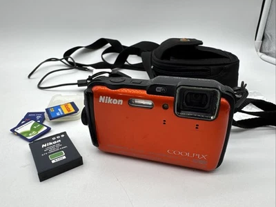 Nikon Coolpix AW120 16.0MP Waterproof WiFi Digital Camera Orange Tested Batt SD - Image 1 of 4