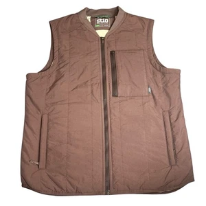 Stio Vest Men L Brown Insulated Fill Zip Up Pockets Trail Water Resistant Light - Picture 1 of 12