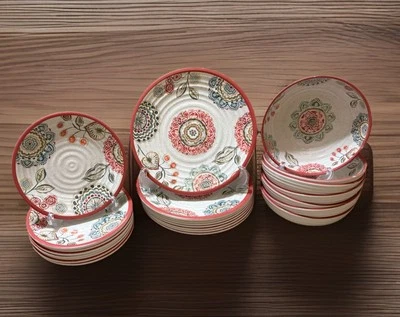 Laurie Gates ~ Modern Melamine Mandala Floral ~Indoor/Outdoor~ Lot of 23 Pieces - Image 1 of 4