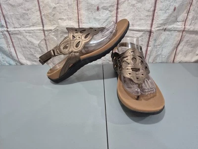 Sandalias de tanga Rockport para mujer talla 9 Ridge con tira trasera peltre bronce imitación cuero Foto 1 de 4