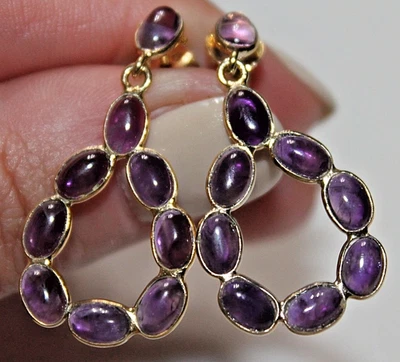 Purple Stone Gold tone 925 Silber Dangle Earrings by STS Karis - Image 1 of 2