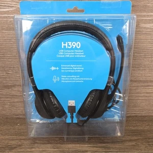 Logitech Wired Headset H390 with Noise Cancelling Microphone USB In-Line Control - Picture 1 of 18