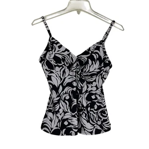 Tankini de natación Jamaica Bay floral con volantes talla 10 nuevo sin etiquetas negro blanco acolchado nuevo sin etiquetas - Imagen 1 de 9