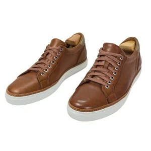Johnston & Murphy Collection Leather Sneakers Brown Perforated Men’s 10.5 Casual - Picture 1 of 16