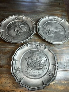 Menge 3 Vintage 1972-74 Worcester Zinn 10" Teller Paul Revere Tea Party... - Bild 1 von 7