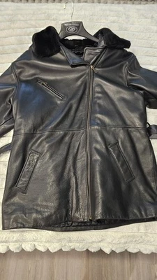 Tannery West 90s Vintage Black Leather Motorcycle Coat Large - Image 1 of 4