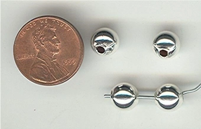 50 复古镀银金属大孔 8 毫米。 圆珠 Z379 — 第 1/1 张图片