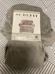 🎥 SureFit 2 Piece Slipcover Stretch Plush T-Cushion Cover Light Grey 🆕AS SHOWN - Picture 1 of 4