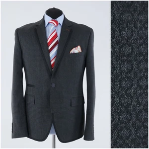 Mens Grey Graphic Sport Coat 42R US Size DEVRED 1902 Blazer Jacket - Picture 1 of 12