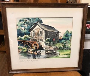 CAPE COD WATERCOLOR ROBERT BROOKS OLD BREWSTER MILL FRAMED LISTED ARTIST - Picture 1 of 7