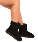 Womens Genuine Real Sheepskin Suede Winter Warm Fur Snow Boots Mid Calf Shoes Sz