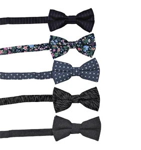 SET OF 5 Mens Classic Fashion Pre-Tied Bow Tie 100% Cotton Linen or Poly  #16 - Imagen 1 de 1