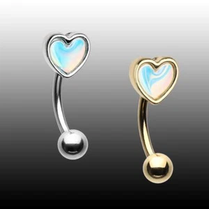 Herz Leucht Mondstein geschwungen Barbell Augenbrauen Ring Gold Silber Liebe sexy - Bild 1 von 3