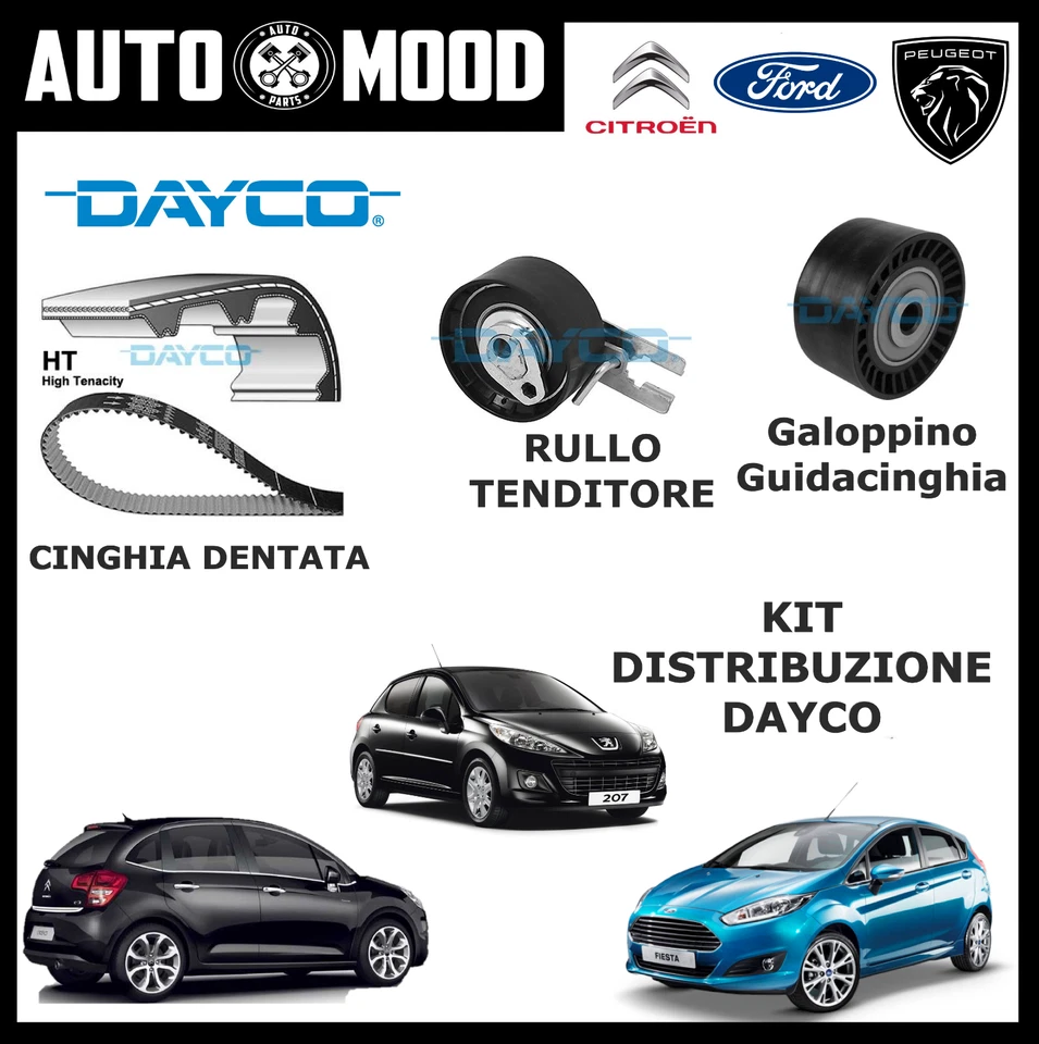 KIT DISTRIBUZIONE DAYCO CITROEN C3 II DS3 FORD FIESTA VI PEUGEOT 207 208 1.4 HDI - Immagine 1 di 1