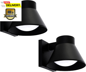 2 Pack LED Outdoor Wall Light Fixtures, Black Front Porch Wall Mount Lighting, E