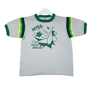 Vintage 80s MPHA Youth Bowlers Shirt - Youth L (14-16) Velva Sheen Bowling - Picture 1 of 9