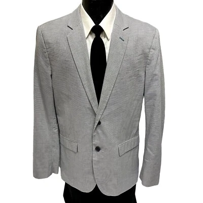 Abrigo Deportivo Banana Republic Hombres Azul Blanco RAYAS AJUSTE CEÑIDO Chaqueta Algodón Blazer Foto 1 de 4