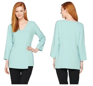 LINEA FREIZEIT LOUIS DELL'OLIO KREPP ASYMMETRISCHER SAUM TUNIKA TOP QVC Gr. M NEU $ 69 - Bild 1 von 3