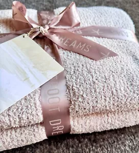 New Barefoot Dreams Cozy Chic Pink & Cream Micro Striped Throw Blanket 45”x60” - Picture 1 of 10