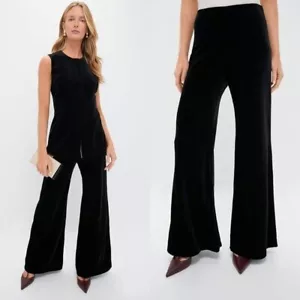 Tuckernuck NEW Black Velvet Deja High Rise Wide Leg Pants Size Small - Picture 1 of 10