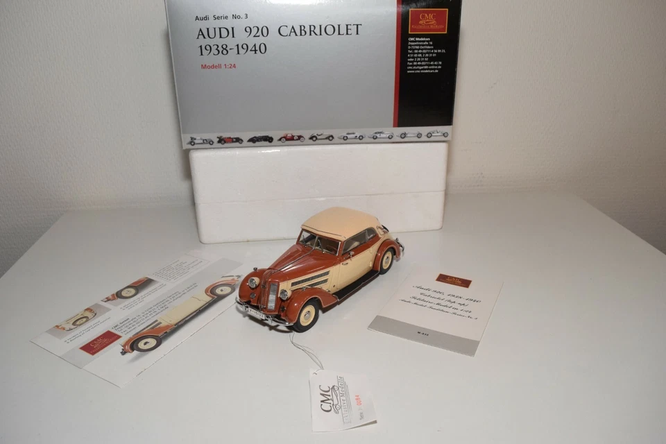 Coches modelo A32 1:24 CMC AUDI 920 CABRIOLET 1938-1940 MARRÓN CREMA SIN USAR, EN CAJA ¡RARO! Foto 1 de 4