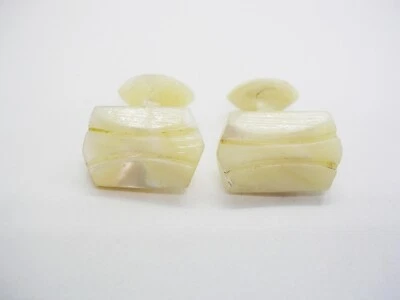 Gemelos antiguos tallados a mano genuinos madreperla vintage ropa formal Foto 1 de 3